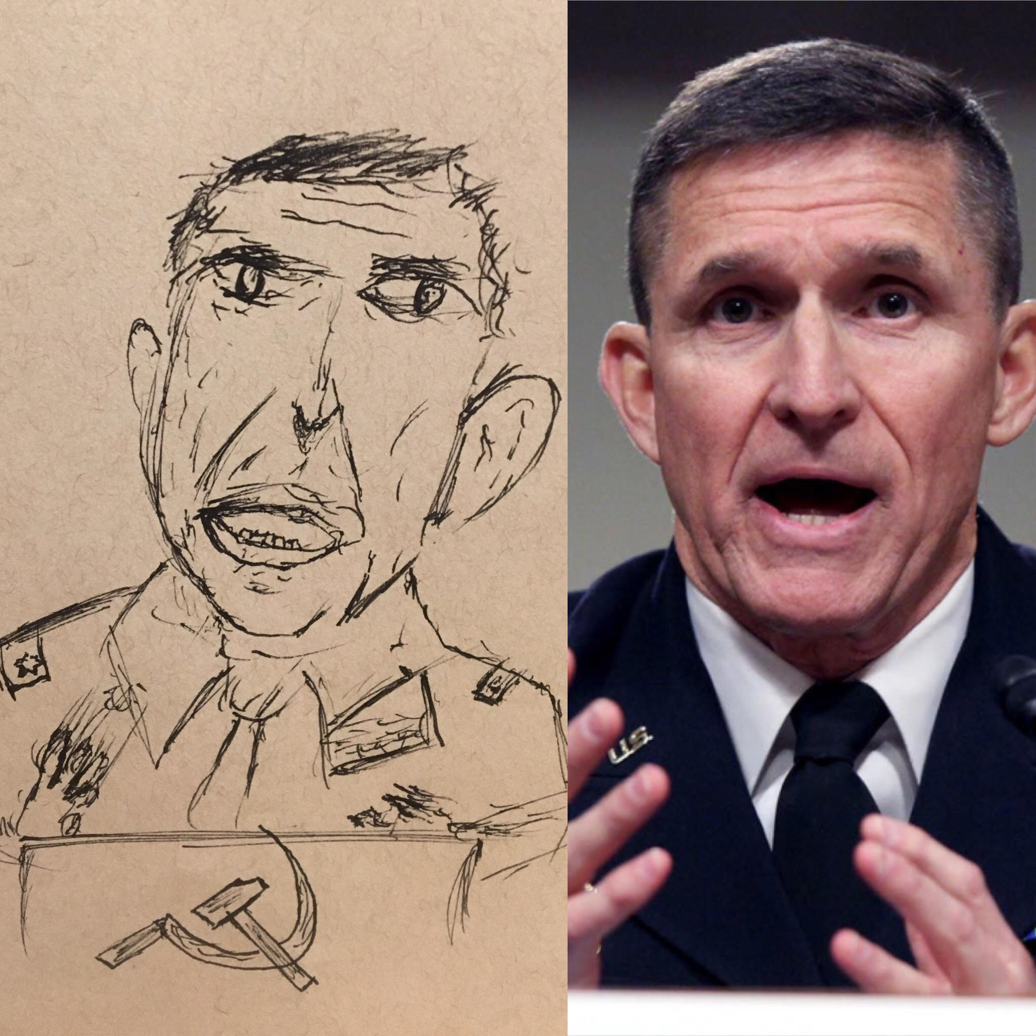 Michael Flynn Ugly Sketch with USSR Hammer and Sickle 