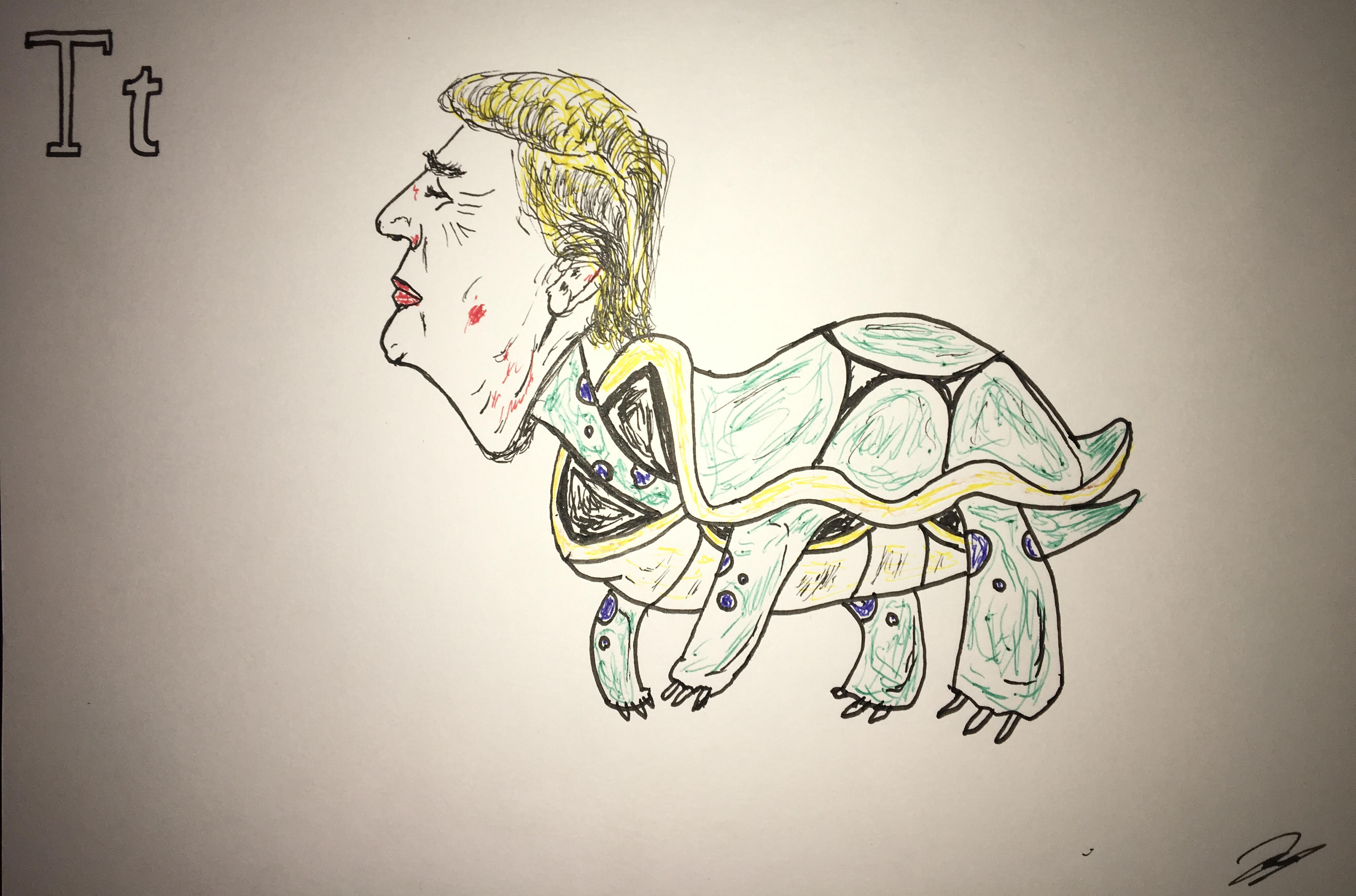 Donald Trump Mitch McConnell Turtle Political Parody Art by Russ Palmer Silberman